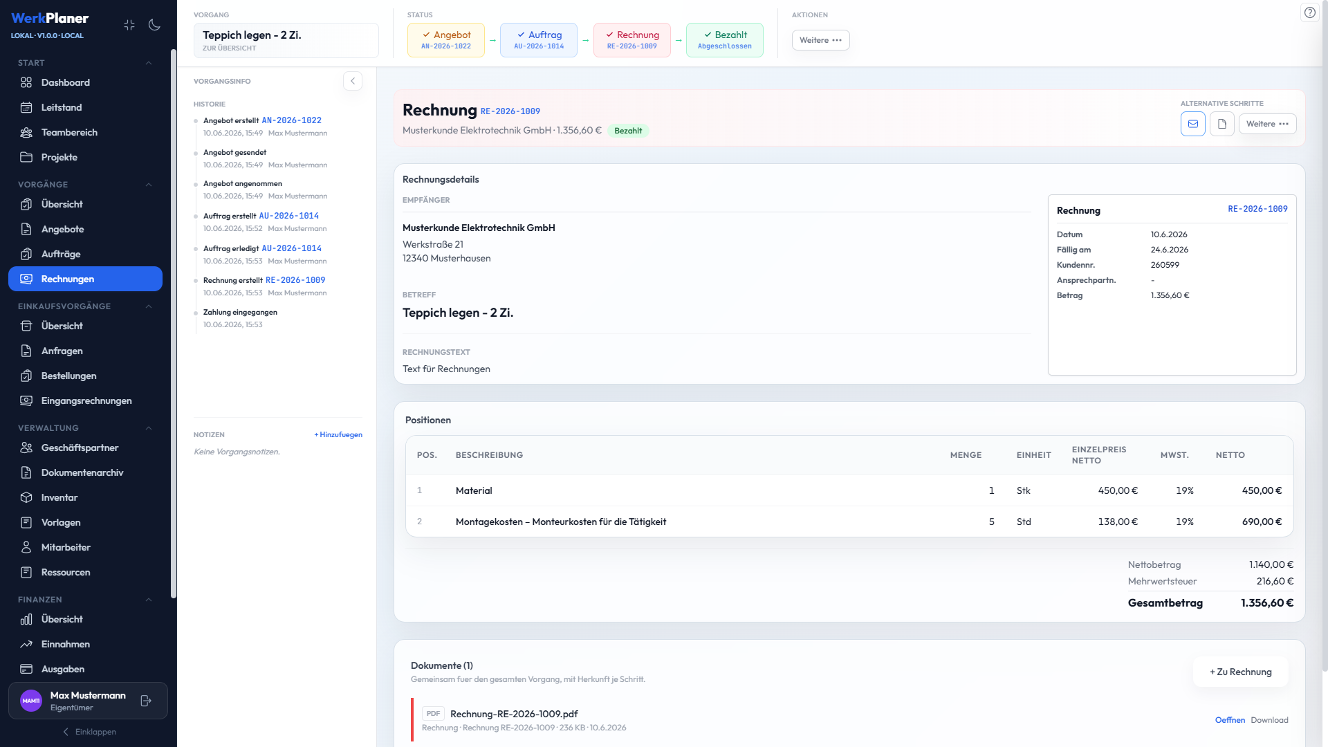 Vorgang Workflow Screenshot